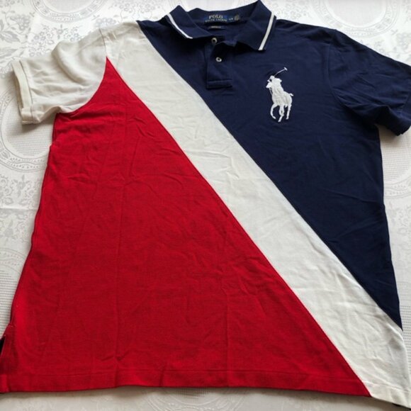 Polo Ralph Lauren Big Pony Rugby Shirt Men’s Size L Red/White/Blue Costomer-Fit - Picture 11 of 16